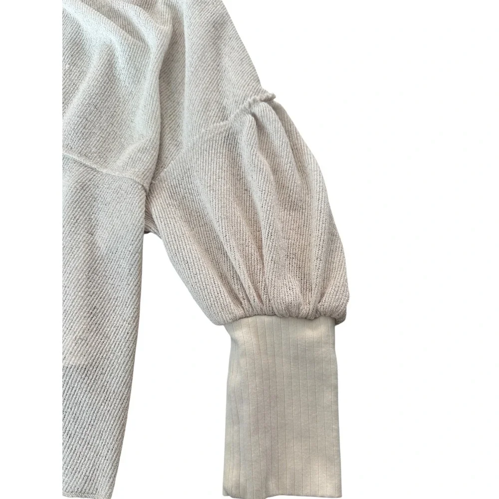 Free People Oversized Knit Balloon Sleeve‎ Blue Bell Henley XS Beige Long Sleeve